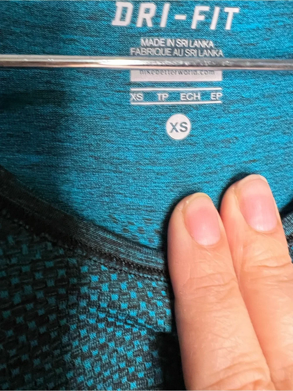Nike Dri Fit Knit Long Sleeve Running Athletic‎ Teal Heathered Performance Top